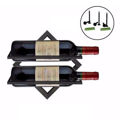 Étagère murale à vin en métal noir sans rangement verre intégré 